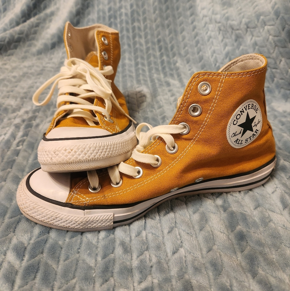Yellow high top Converse